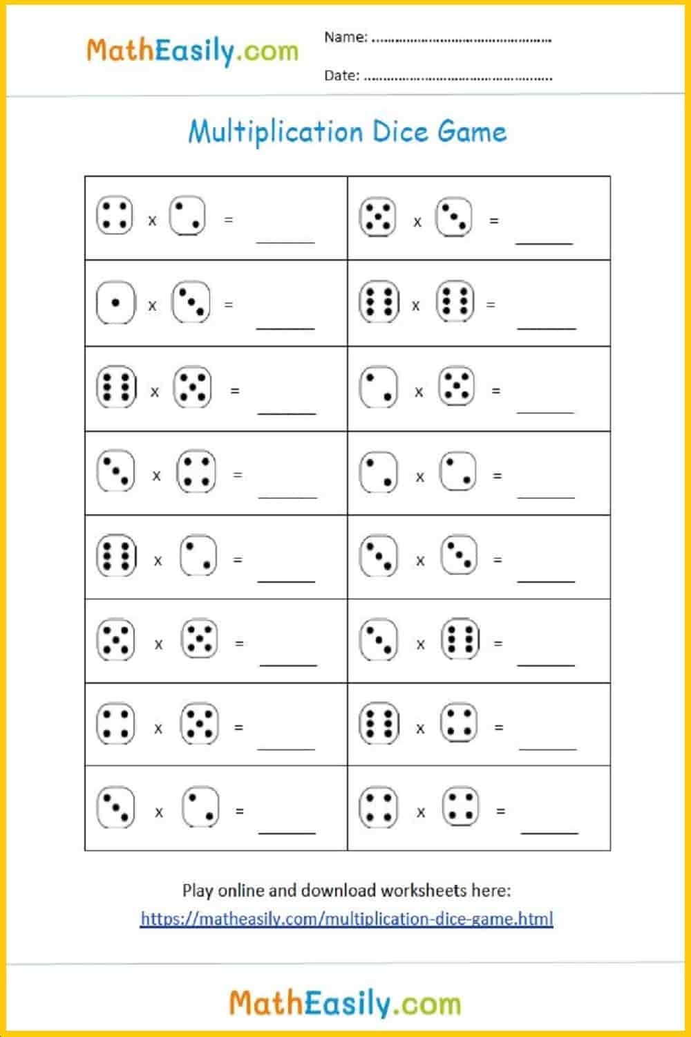 Free Multiplication Games Printable PDF Free Multiplication Games Printable PDF