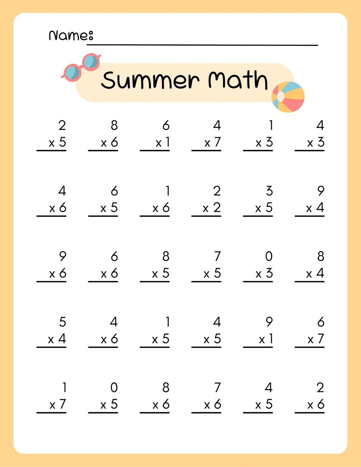 Math Facts Worksheets Free Printable