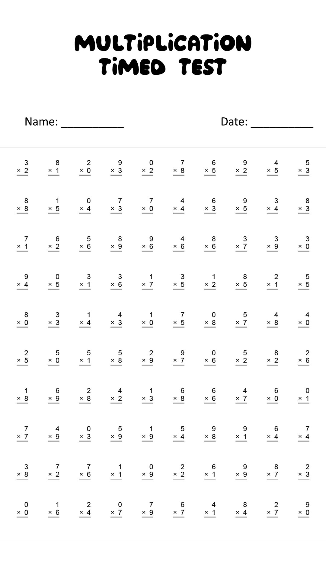 Free Multiplication Worksheet Timed Download Free Multiplication Worksheet Timed Png Images Free Worksheets On Clipart Library