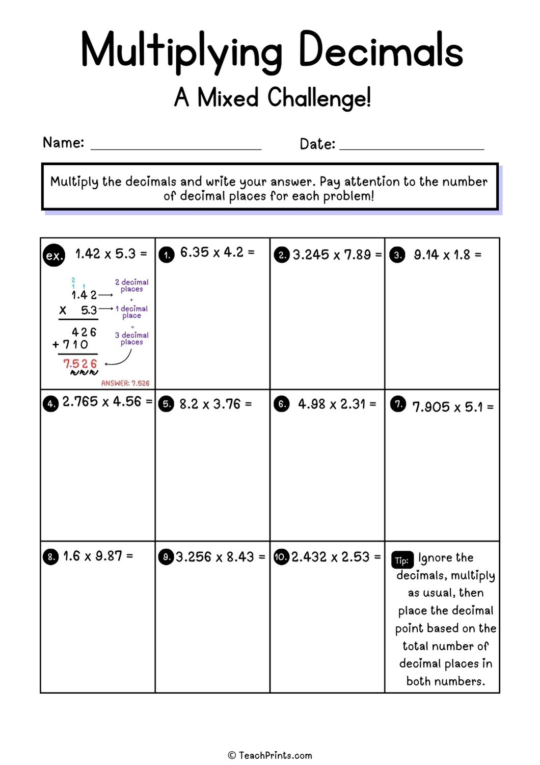 Free Multiplying Decimals Worksheets Teach Prints Free Multiplying Decimals Worksheets Teach Prints