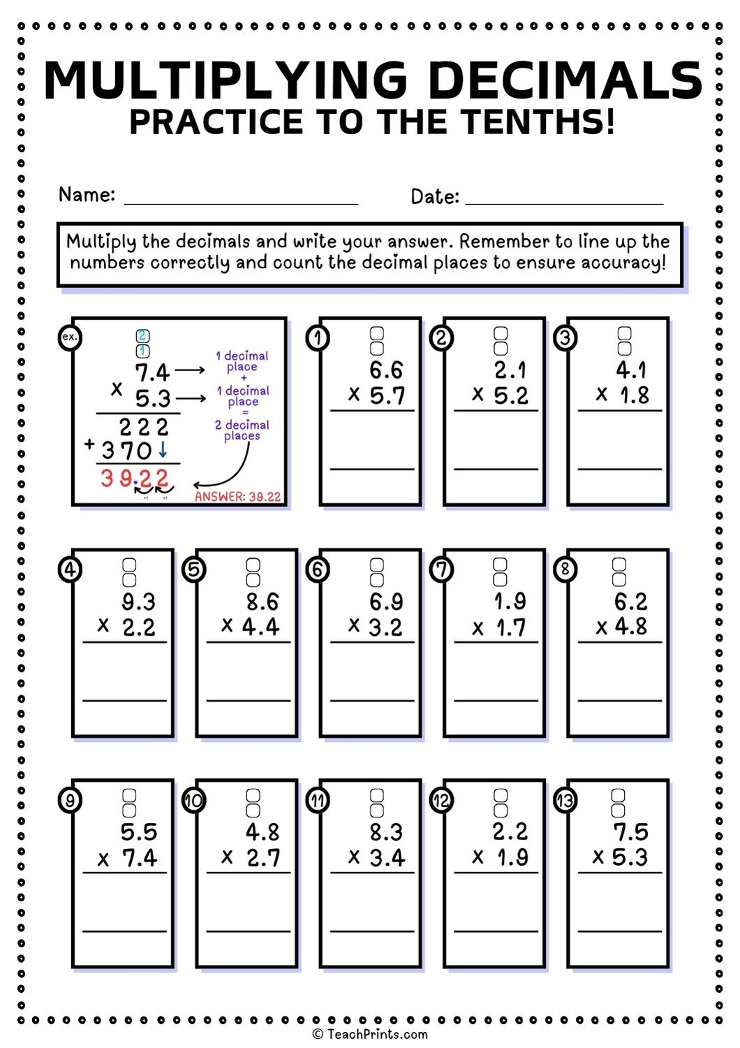 Free Multiplying Decimals Worksheets Teach Prints Free Multiplying Decimals Worksheets Teach Prints
