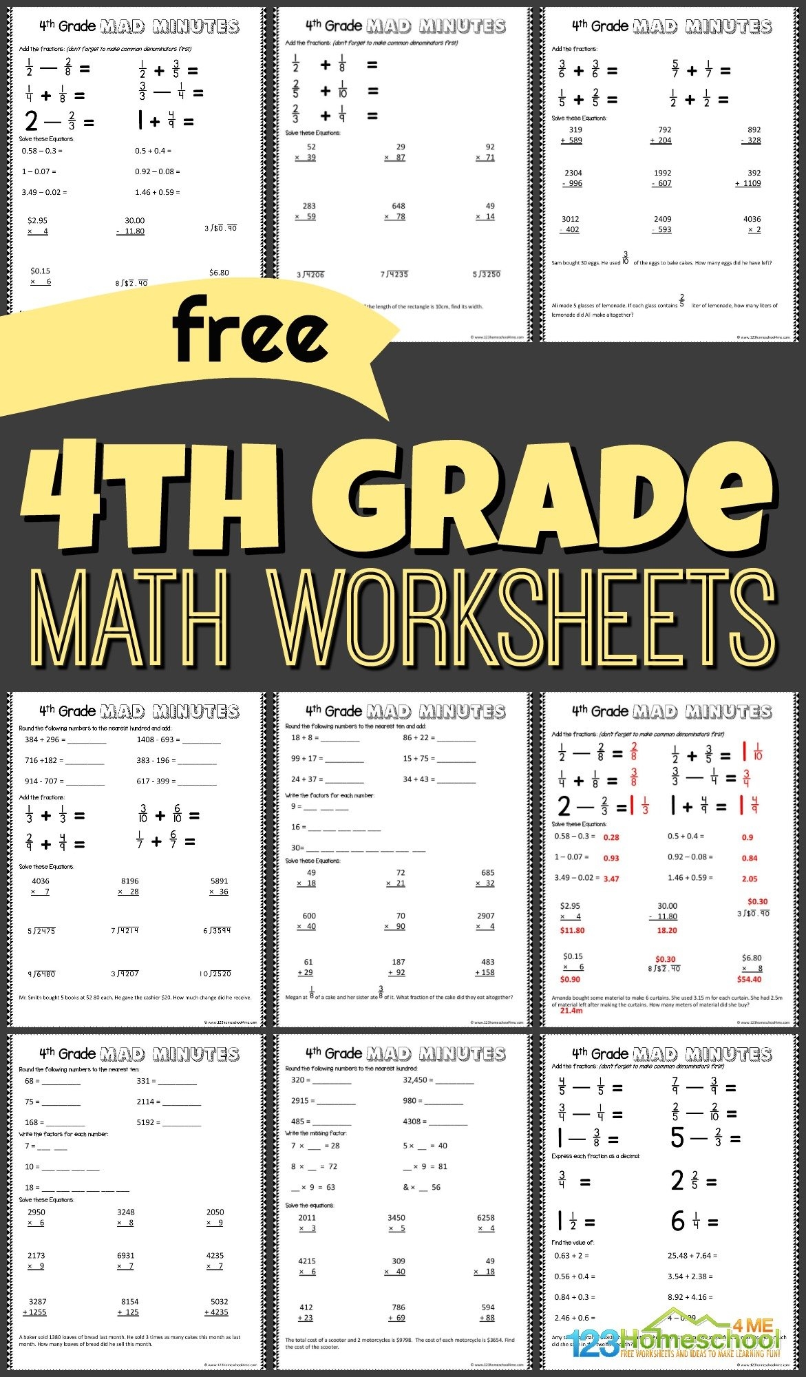 FREE Printable 4th Grade Math Worksheets Pdf FREE Printable 4th Grade Math Worksheets Pdf