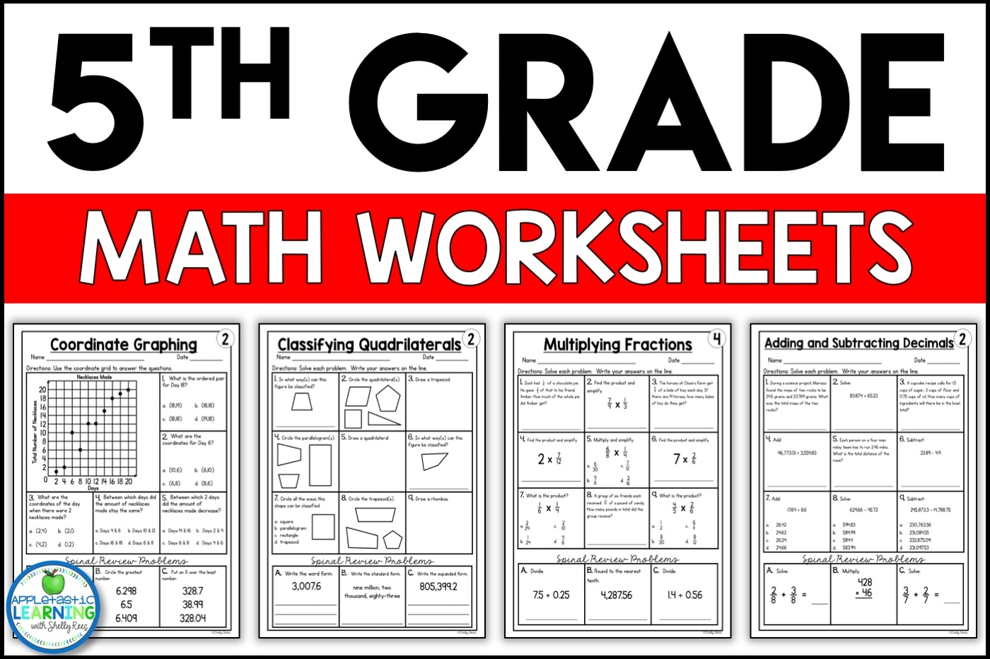 Free Printable 5th Grade Common Core Math Worksheets Appletastic 