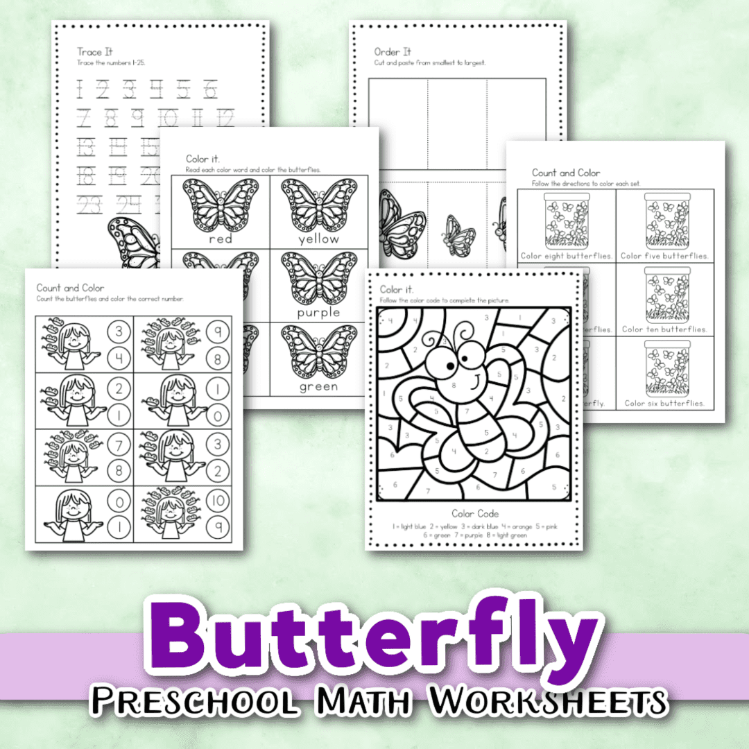 Free Printable Butterfly Math Worksheets For Preschoolers