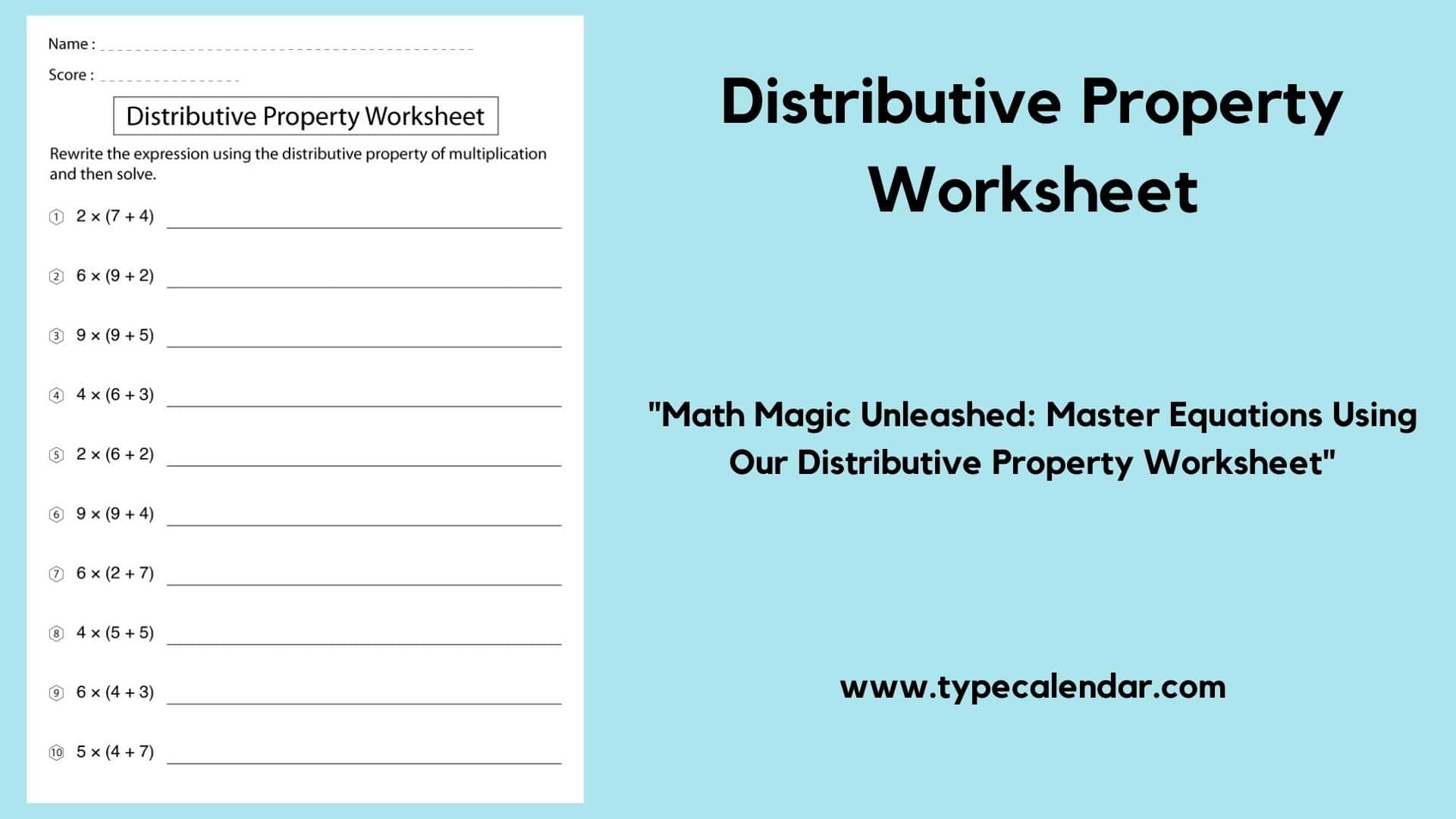 Free Printable Worksheets Distributive Property Multiplication