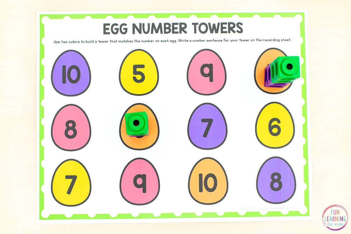 Free Printable Easter Egg Number Towers Math Activity