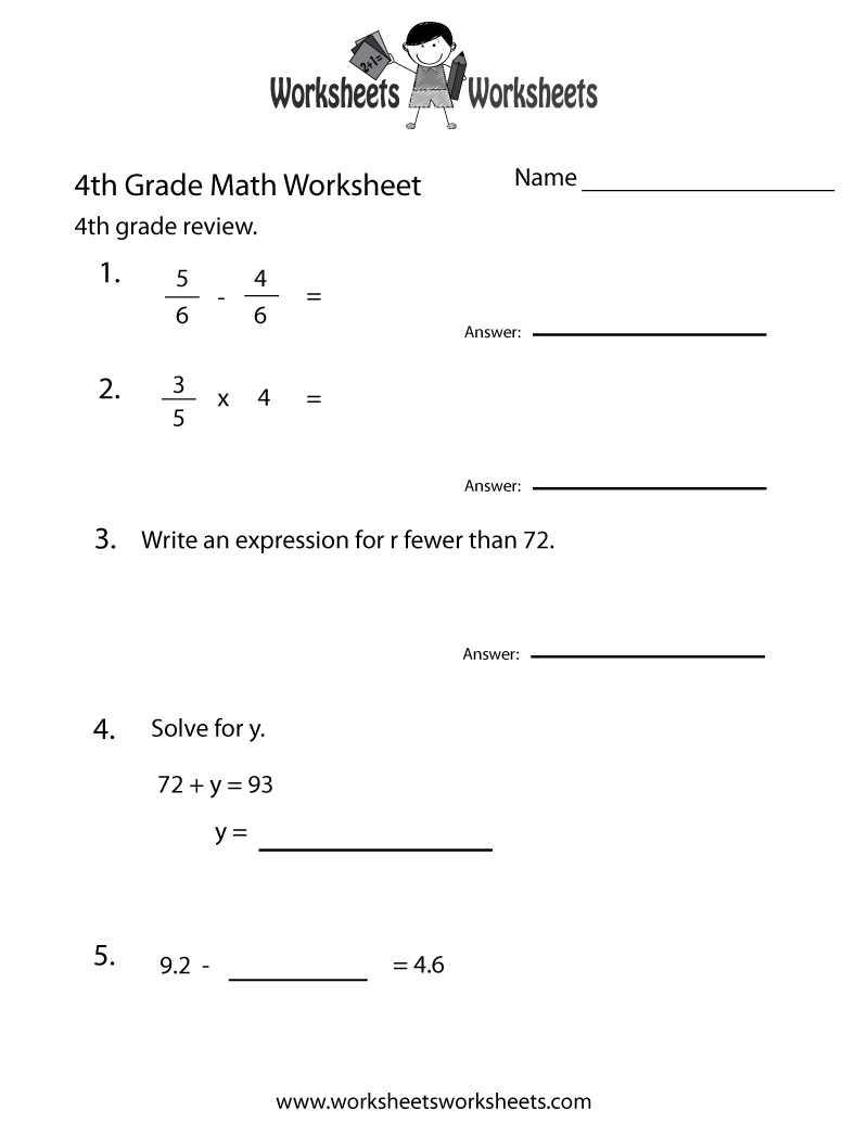 Year 4 Maths Worksheets Printable Free