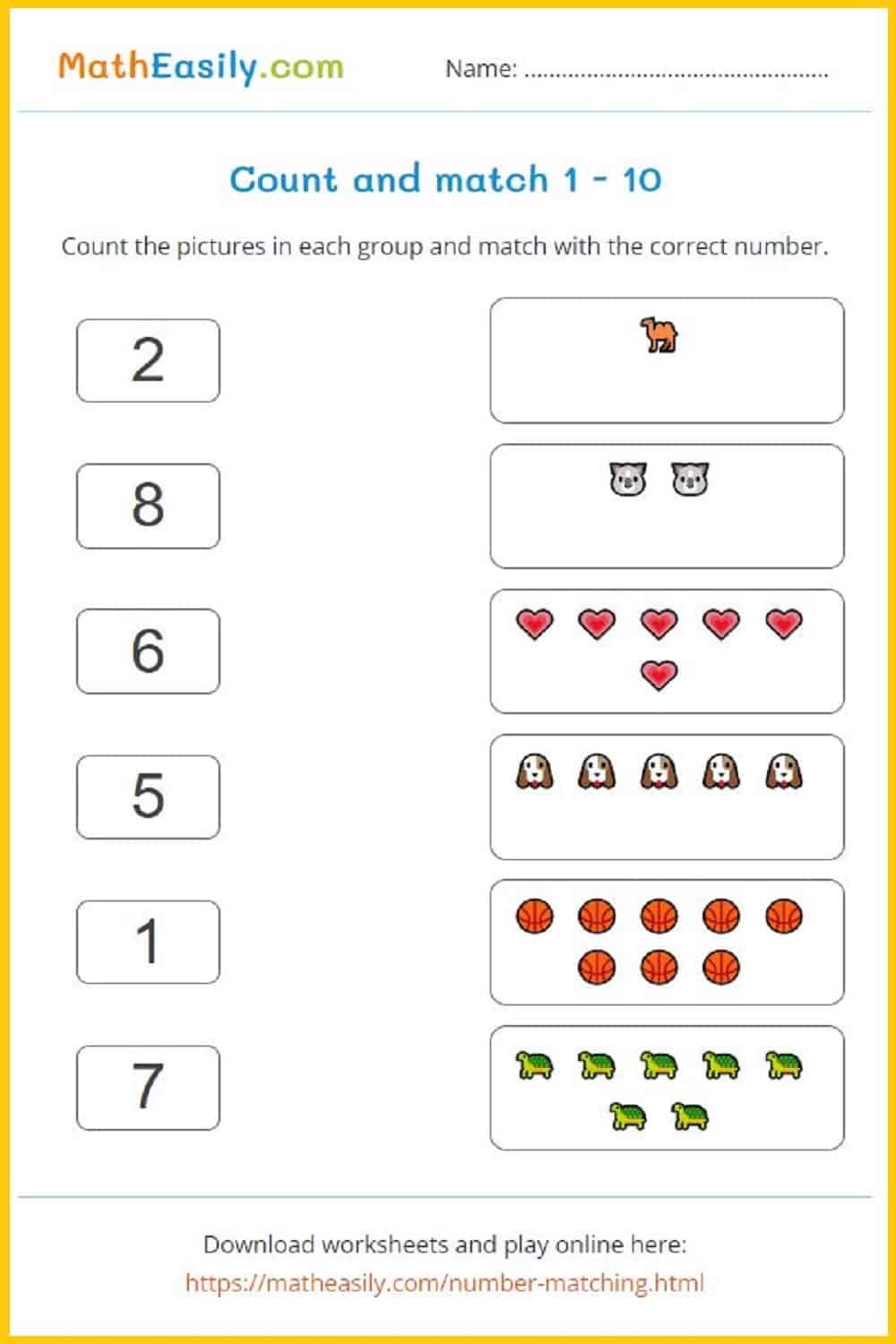 Math Games For Preschoolers Printable