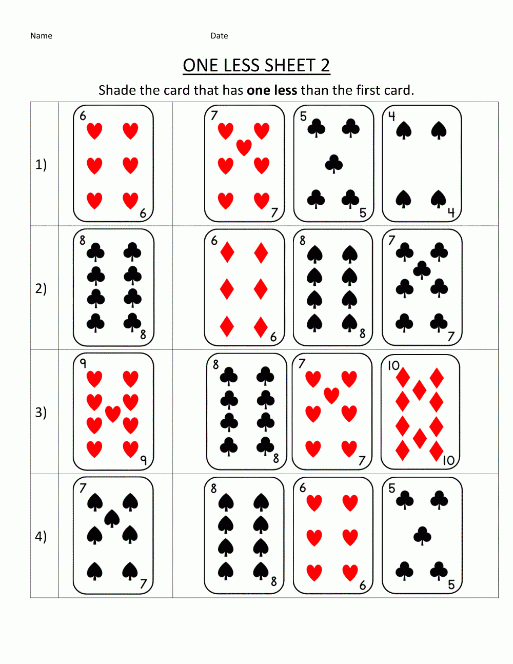 Preschool Math Printable Games