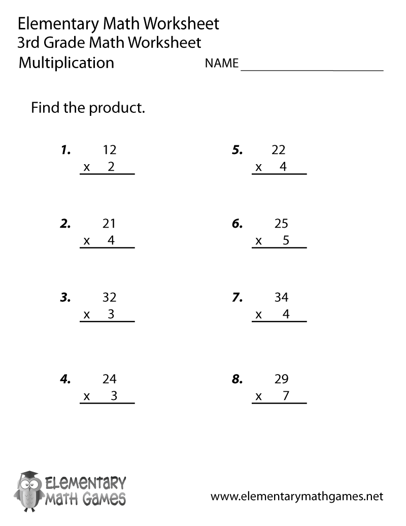Free Printable Grade 3 Multiplication Worksheets