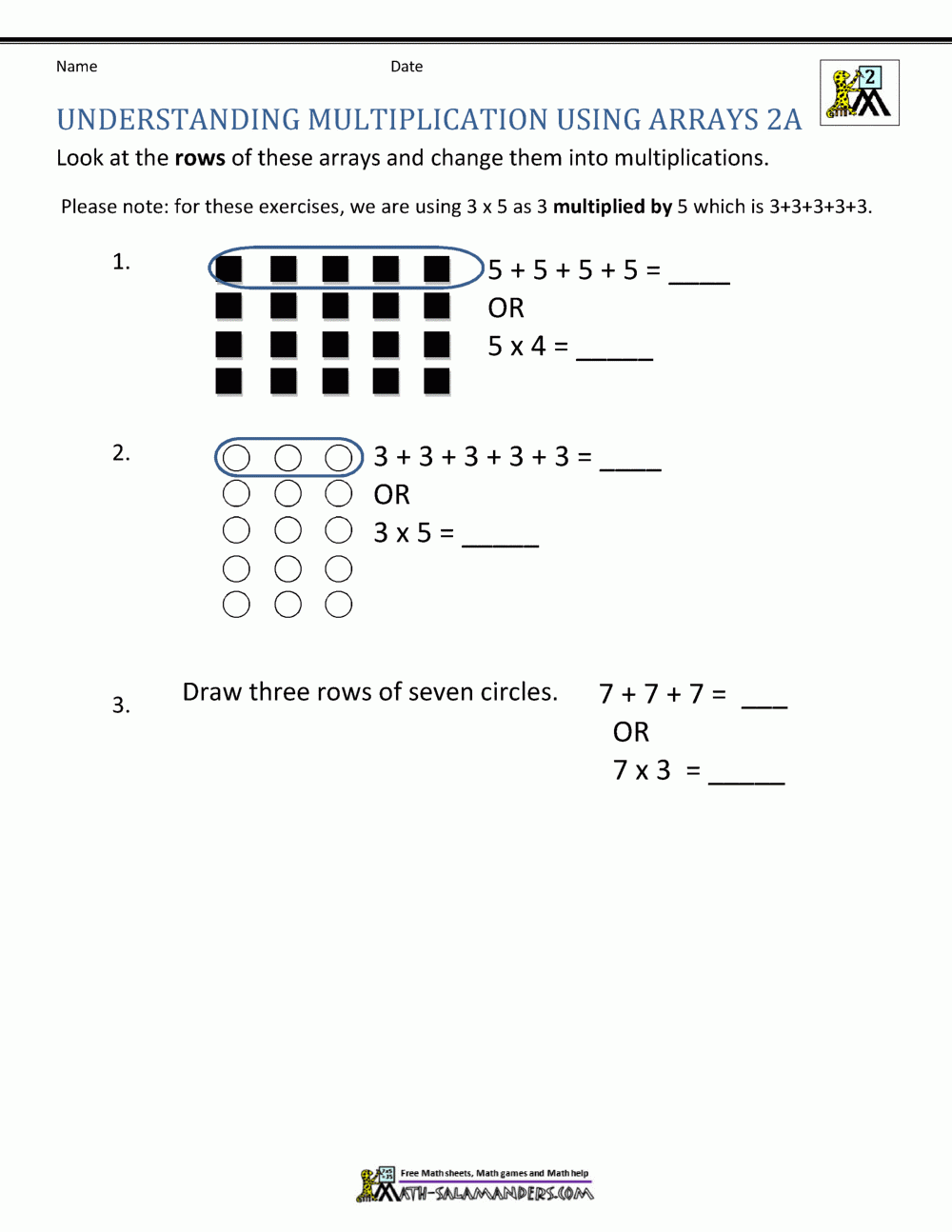 Multiplication Math Worksheets For 2nd Graders