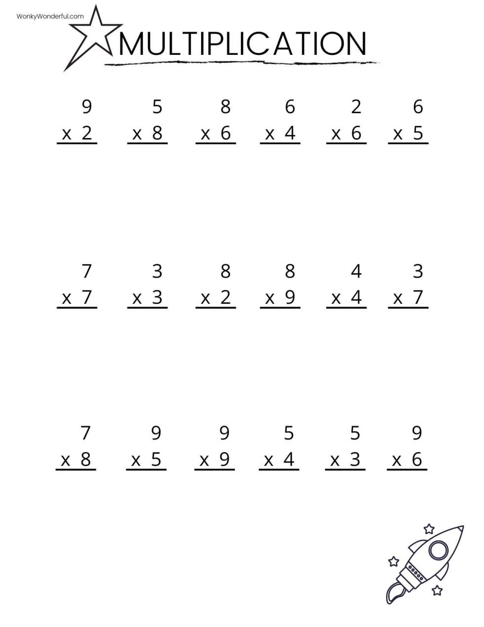FREE PRINTABLE MULTIPLICATION WORKSHEETS WonkyWonderful Worksheets Library
