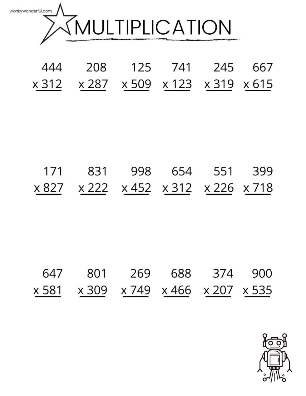 FREE PRINTABLE MULTIPLICATION WORKSHEETS WonkyWonderful Worksheets Library