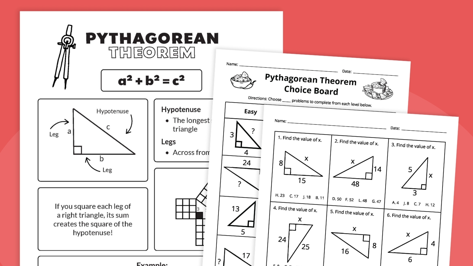 Free Printable Math Worksheets Pythagorean Theorem