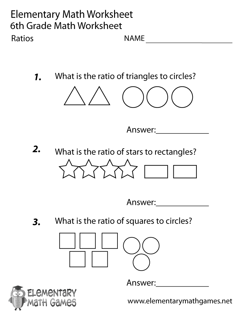 Free 6th Grade Math Printable Worksheets