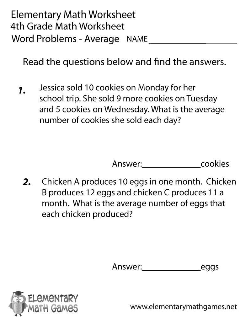 Math Word Worksheets Free Printable