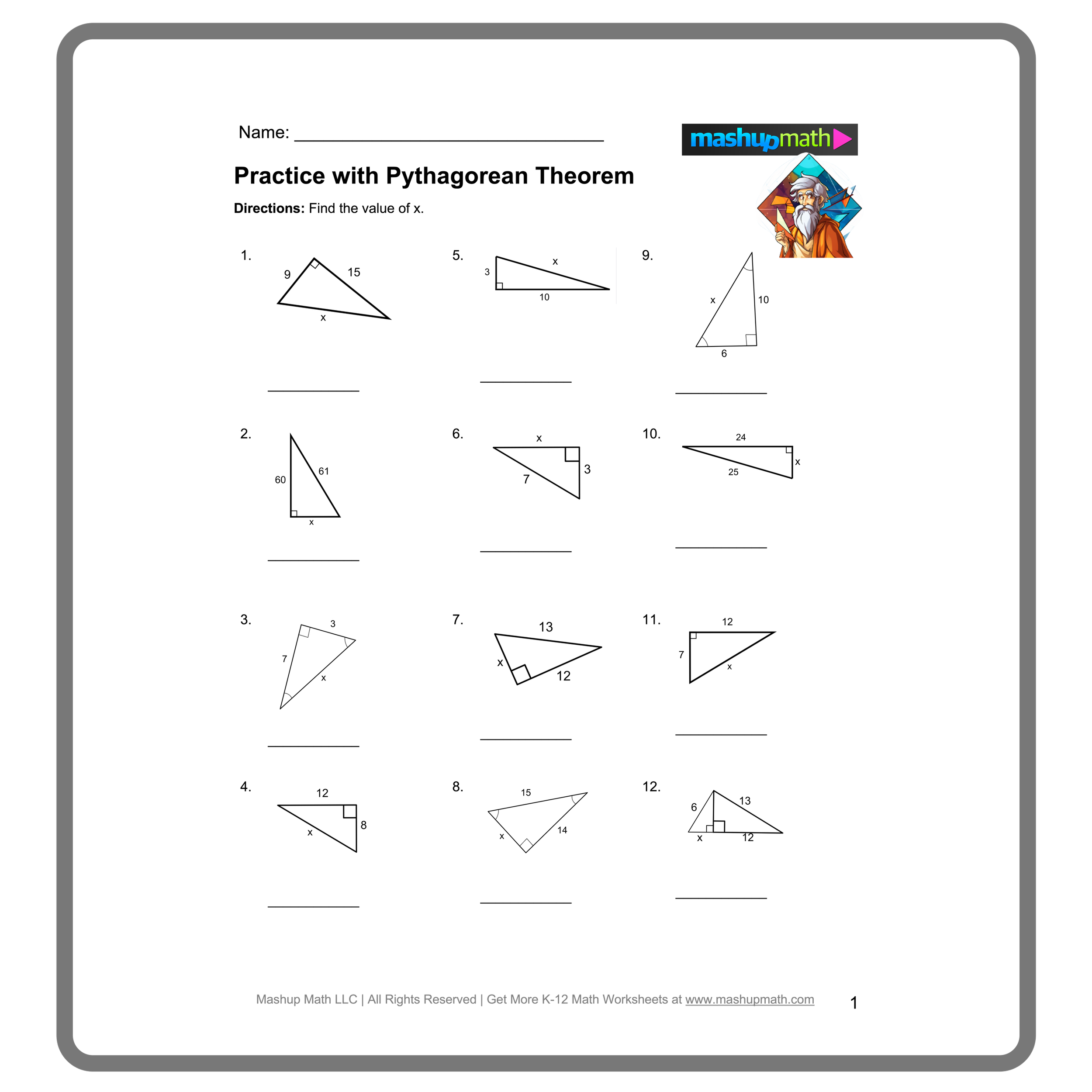 Math Phytogram Theorem Free Printable Worksheets