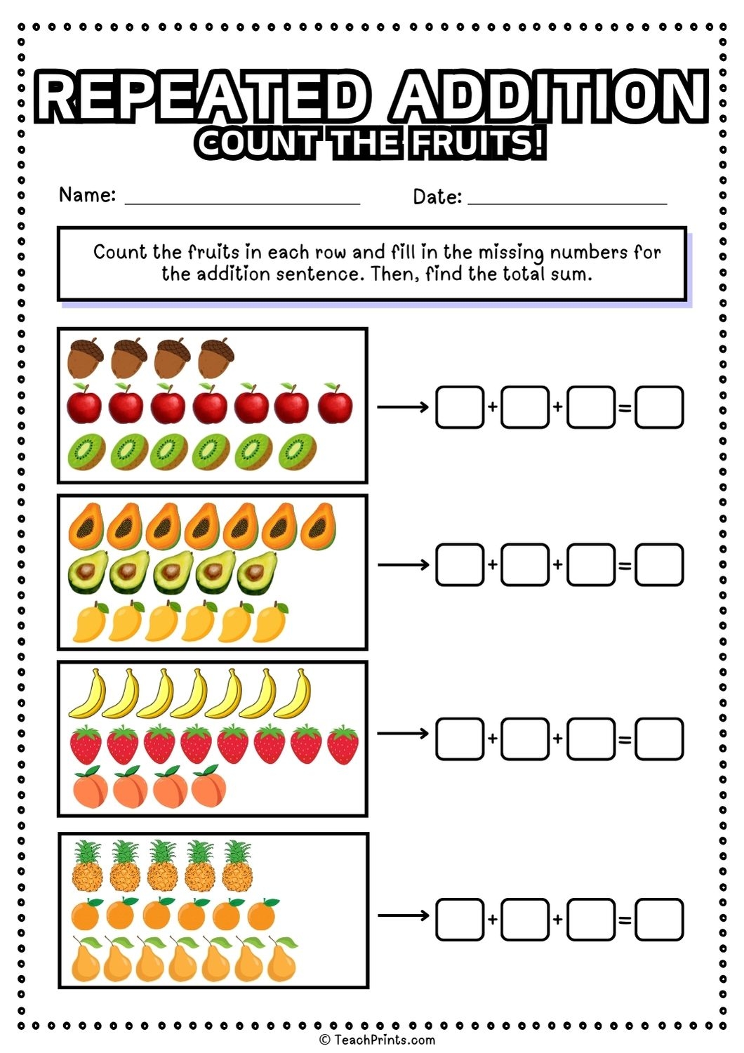 Free Printable Repeated Addition Multiplication Worksheets