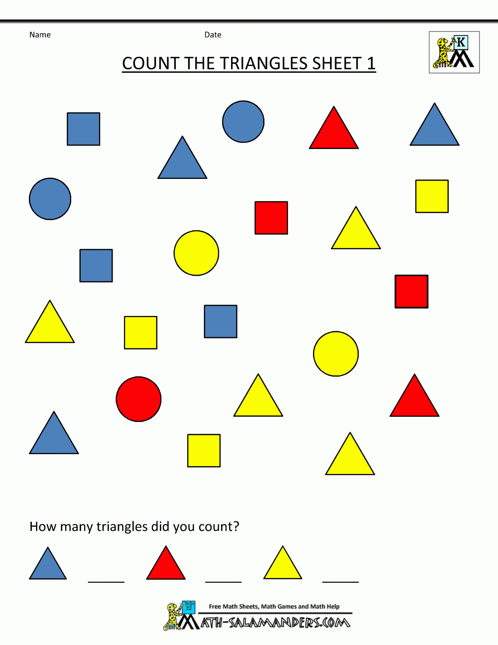 Free Printable Kindergarten Math Worksheets Geometry