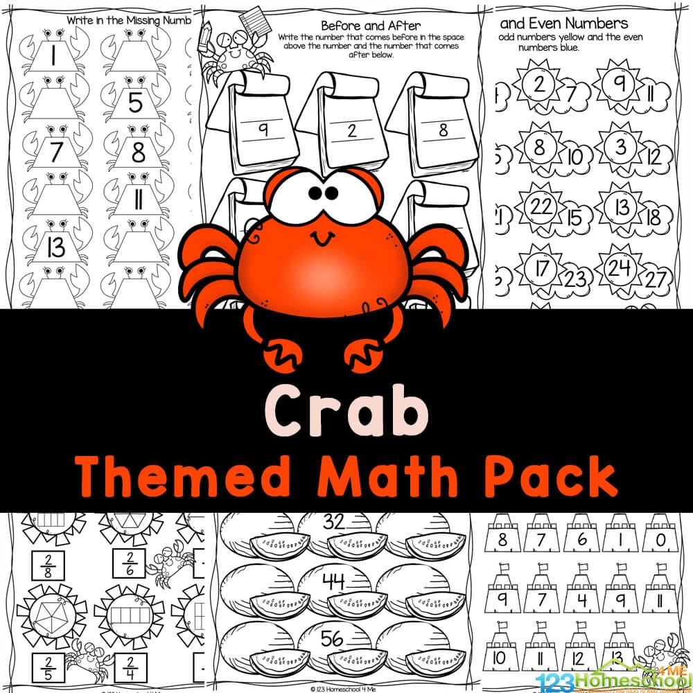 FREE Summer Crab Math Worksheets For Preschool And Kindergarten FREE Summer Crab Math Worksheets For Preschool And Kindergarten