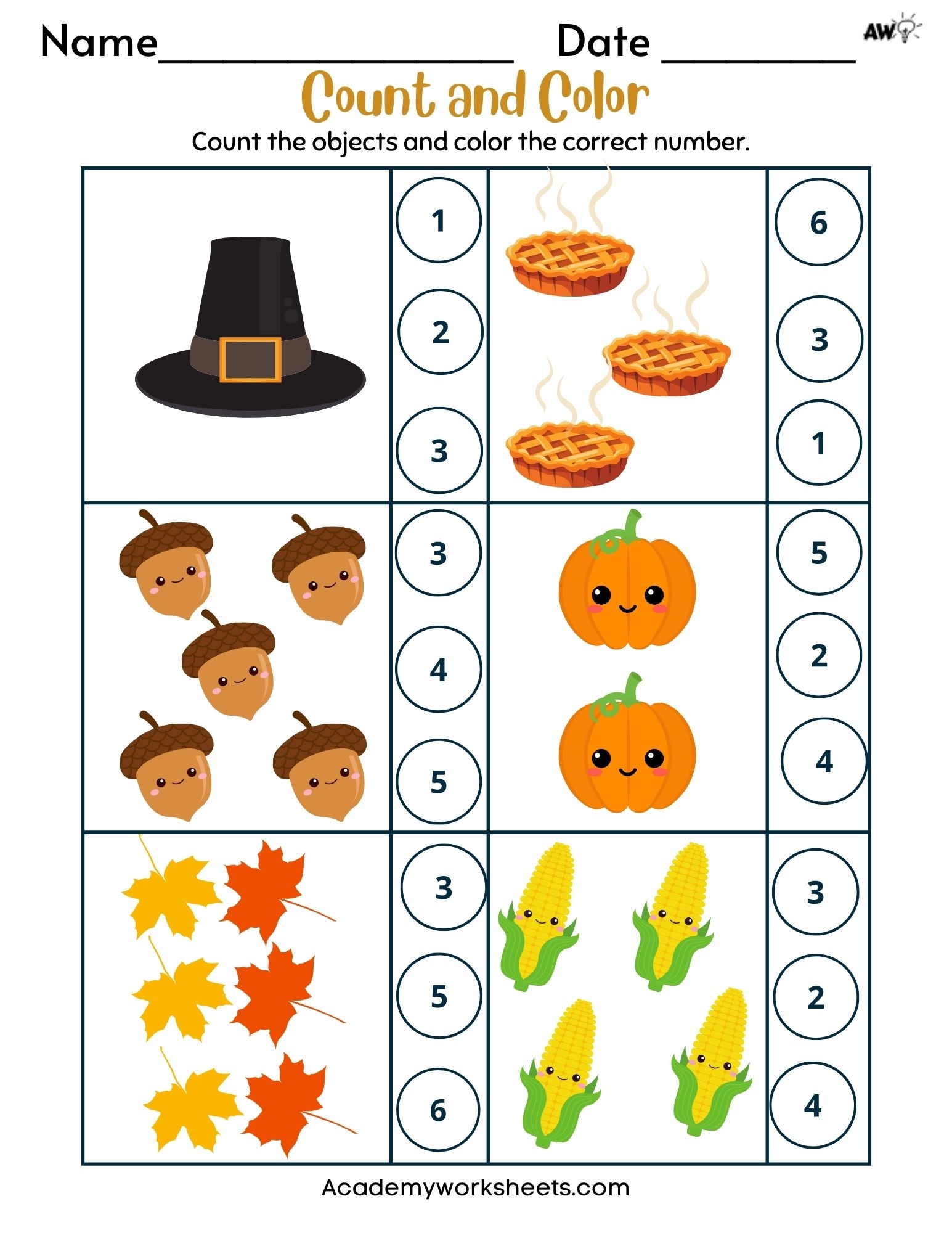 Free Thanksgiving Math Activities For Preschool Kids Academy Worksheets Library