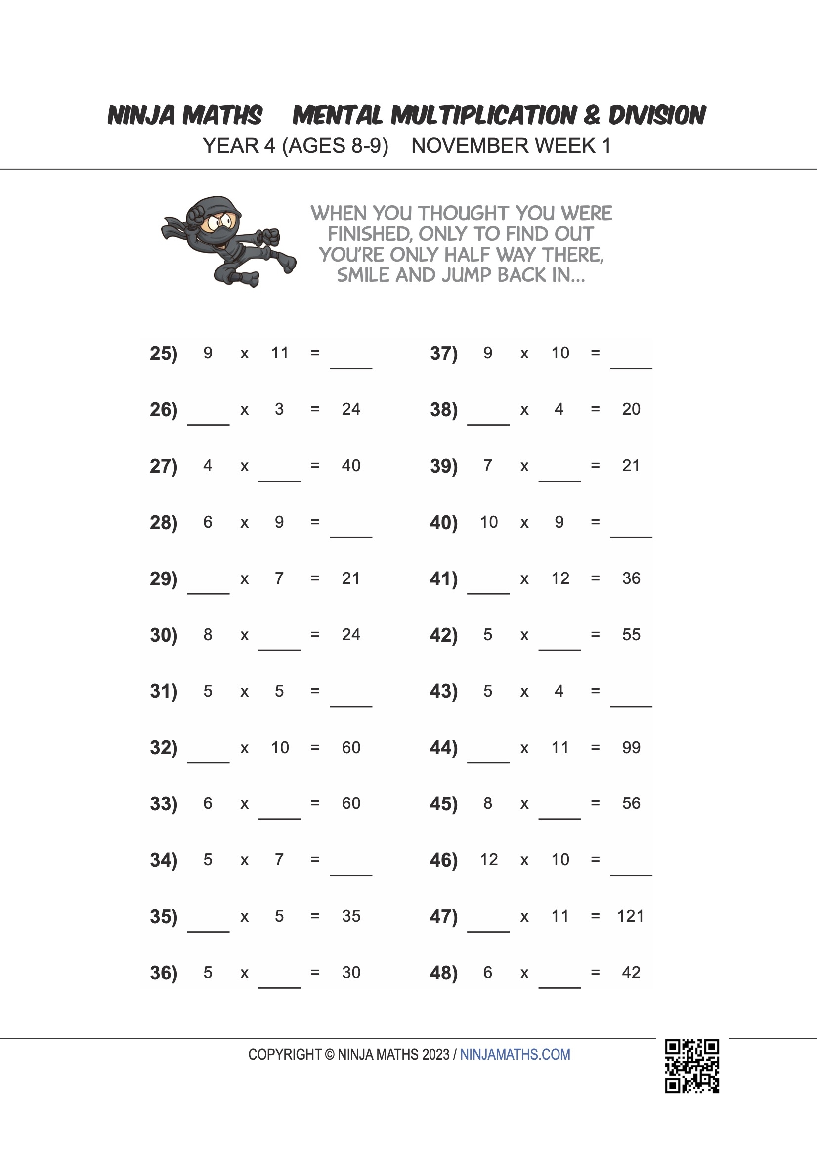 Free Printable Year 4 Maths Worksheets
