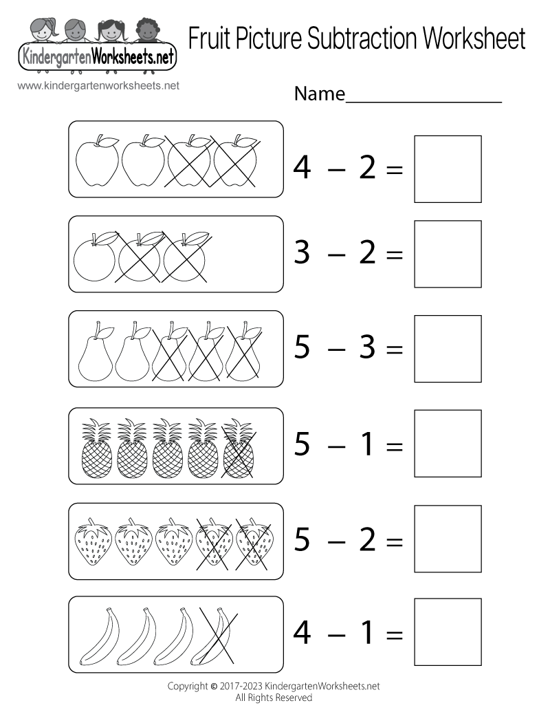Kindergarten Subtraction Math Worksheets