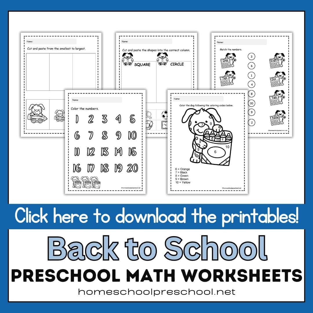Preschool Math Activities Printable