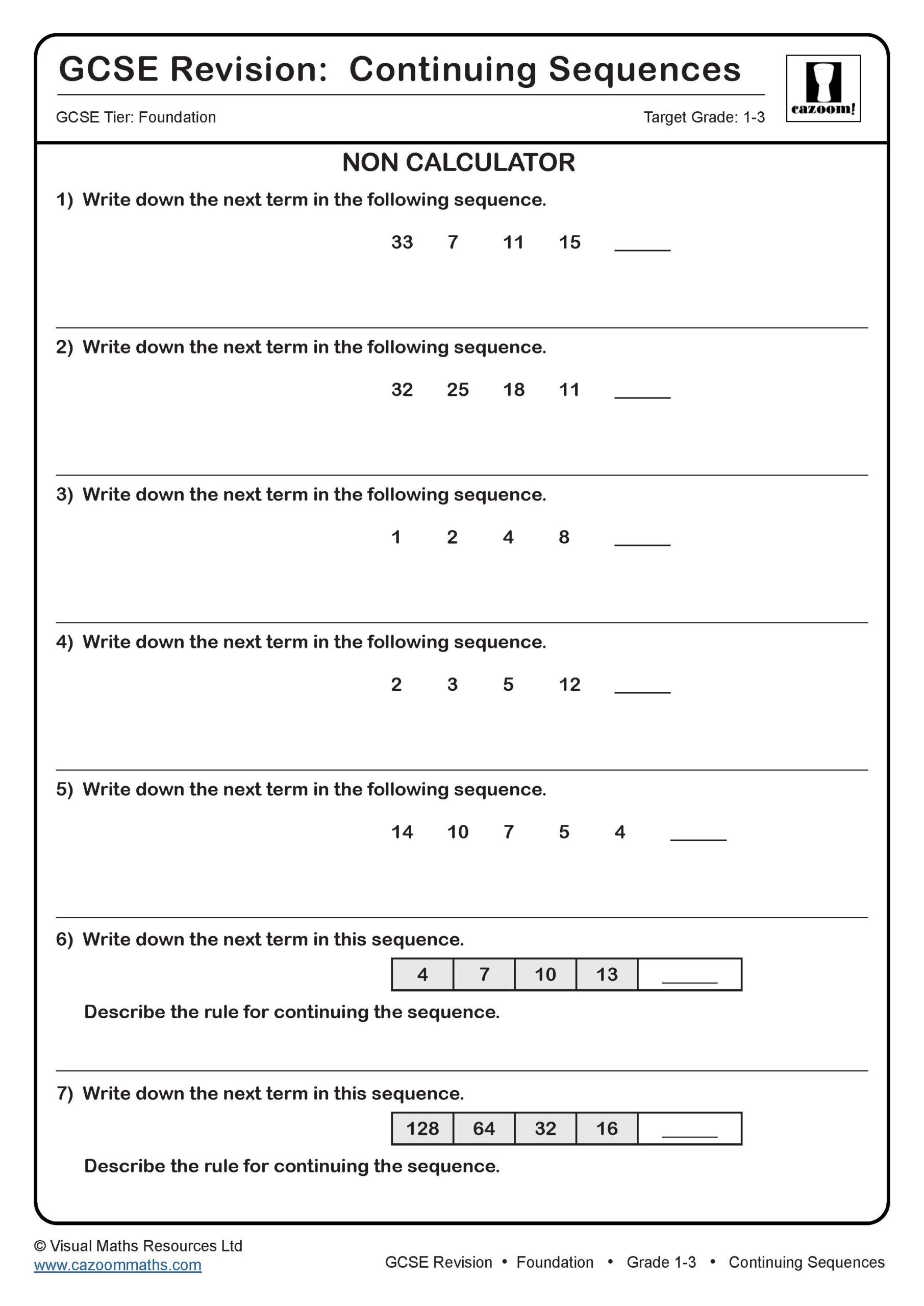 GCSE Maths Revision Worksheets Excellent Resources For GCSE