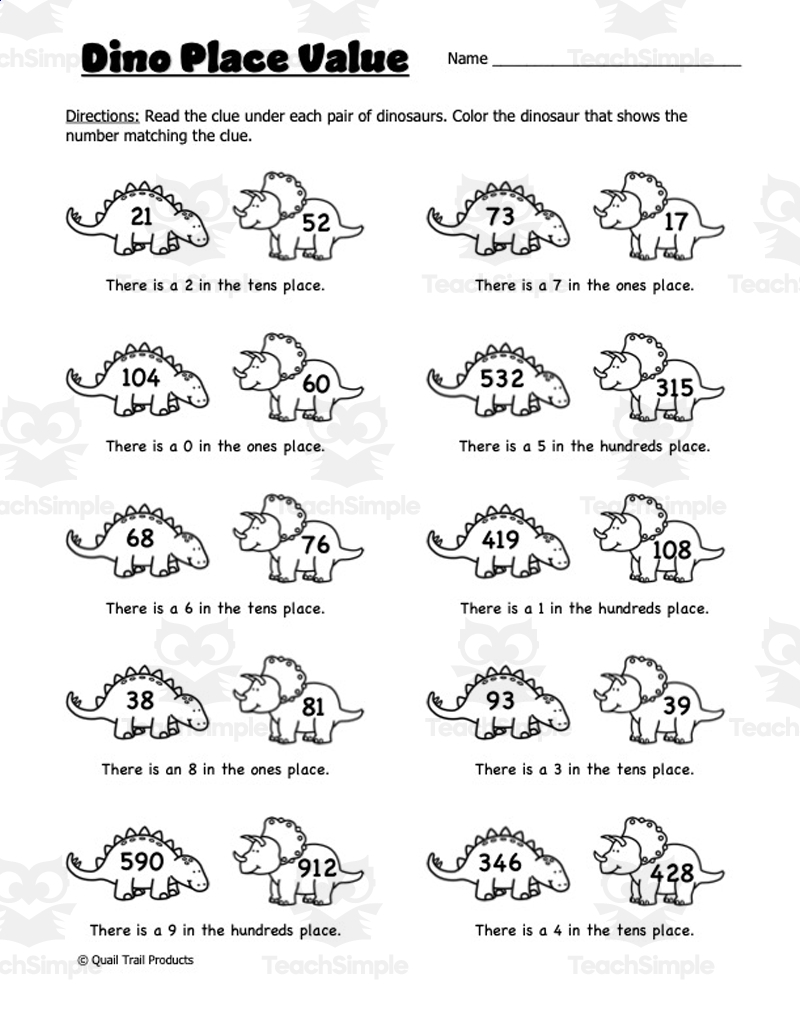 Free Printable Dinosaur Math Worksheets