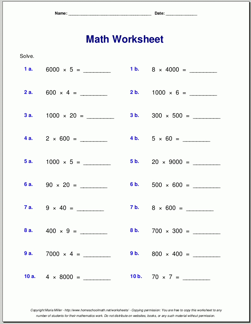 Grade 4 Multiplication Worksheets Grade 4 Multiplication Worksheets
