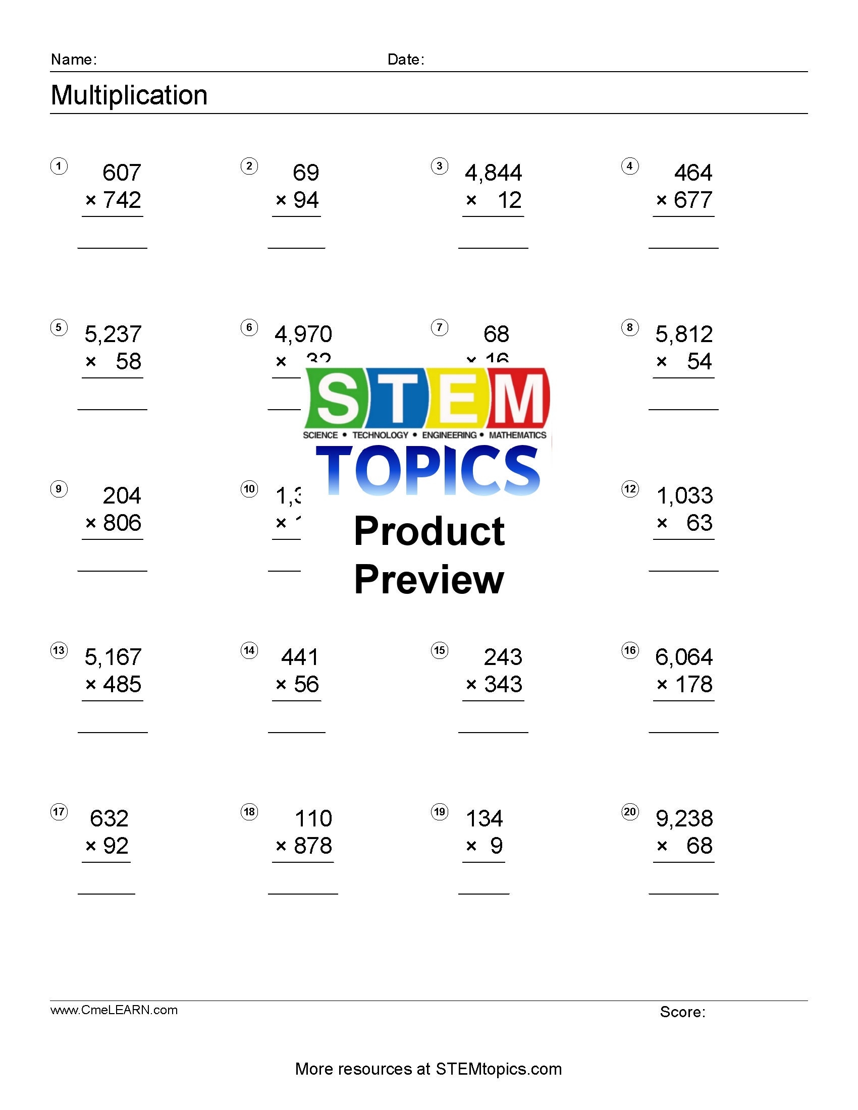 Free Printable Sixth Grade Math Worksheets