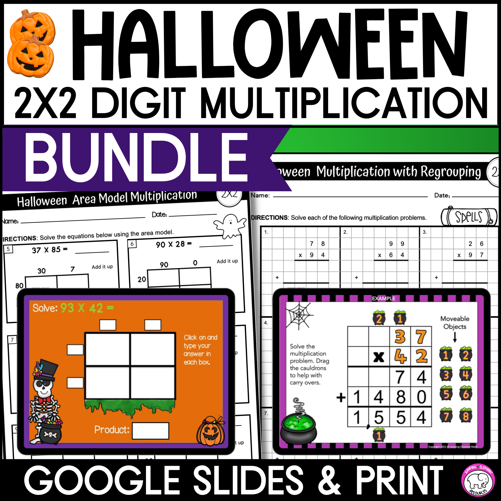 Halloween 2 Digit By 2 Digit Multiplication Area Model And Halloween 2 Digit By 2 Digit Multiplication Area Model And
