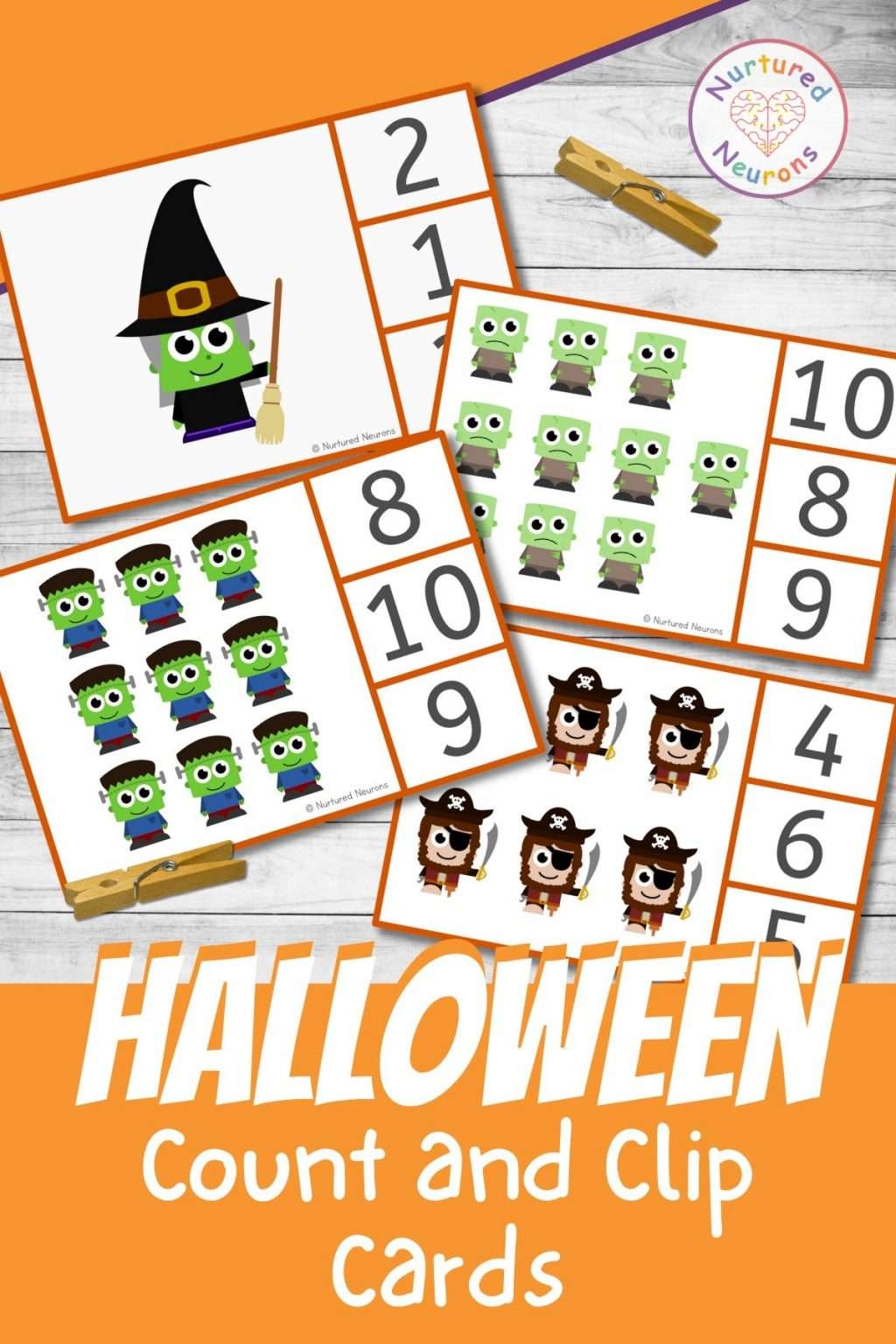 Halloween Count And Clip Cards Printable Math Activity Nurtured Neurons