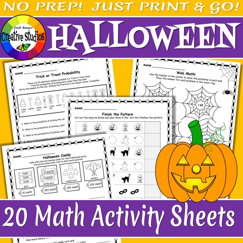 Halloween Math Activity Sheets No Prep Made By Teachers Halloween Math Activity Sheets No Prep Made By Teachers