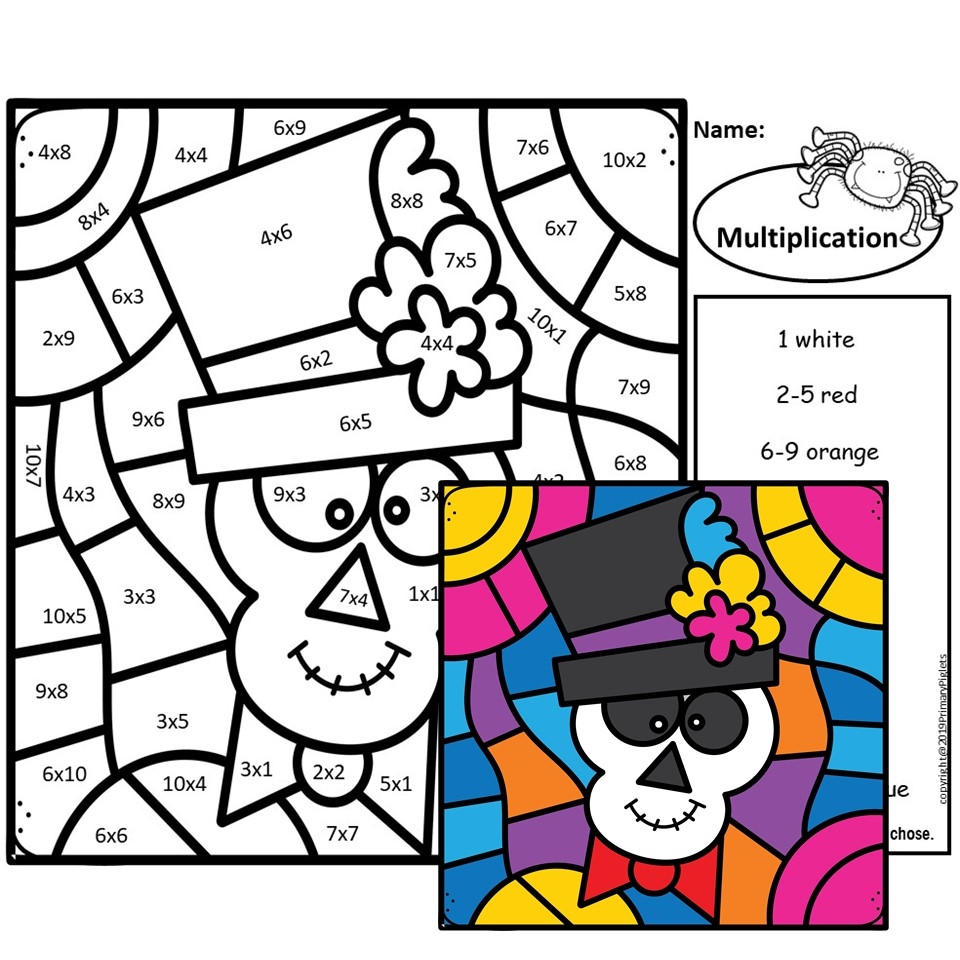 Halloween Multiplication Color By Number