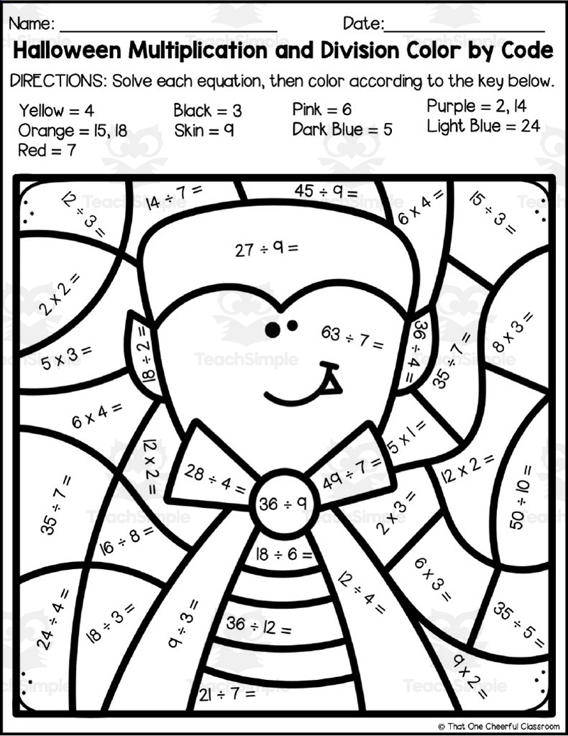 Free Printable Halloween Multiplication Worksheets
