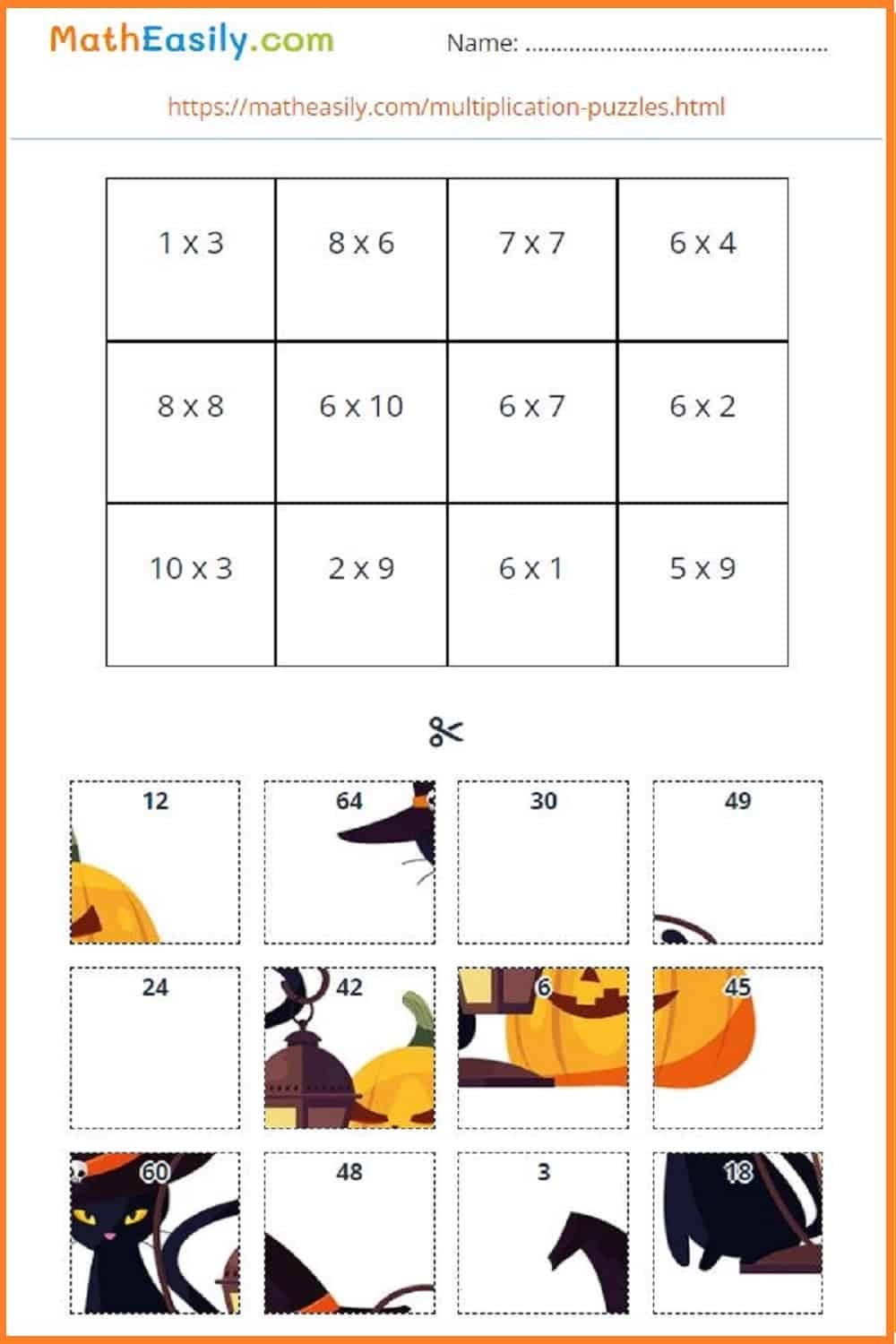 Halloween Multiplication Games ONLINE Printable