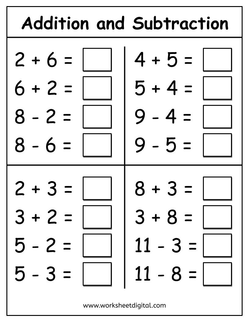 Kindergarten Addition Worksheets Grade 1 Math Worksheets Number Fact Family Addition Printable Adding Numbers Mathematics Worksheet Etsy