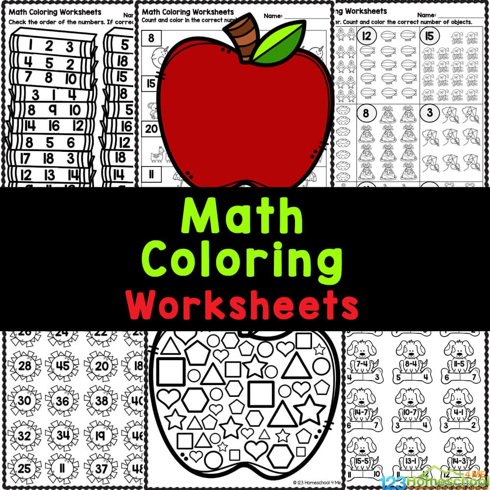 Free Printable Math Coloring Worksheets Kindergarten