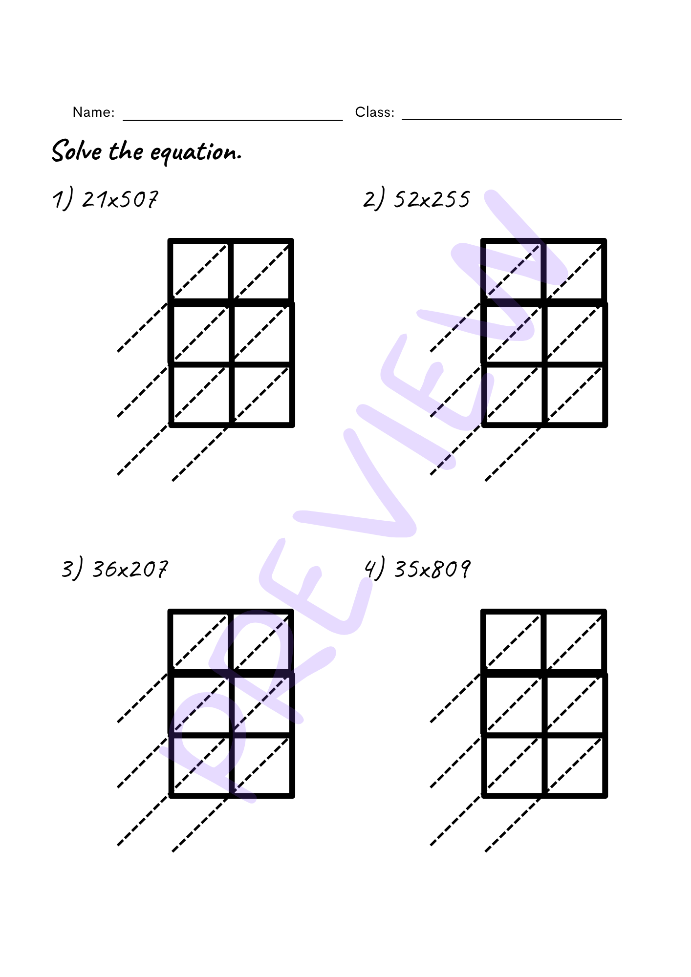 Lattice Multiplication Practice Lattice Multiplication Practice