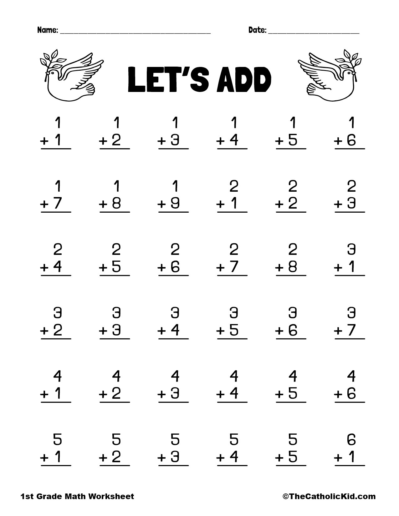 Free Printables Addition Math Worksheets