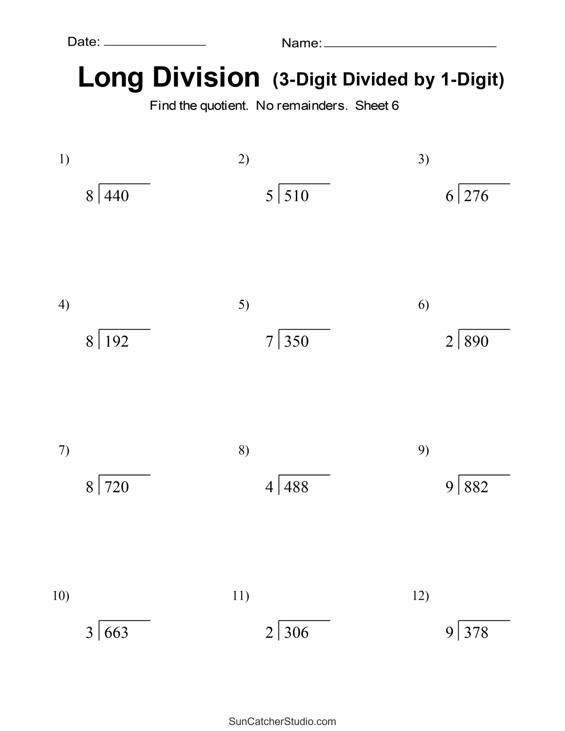 Long Division Worksheets U0026 Problems Free Printable Math Drills 