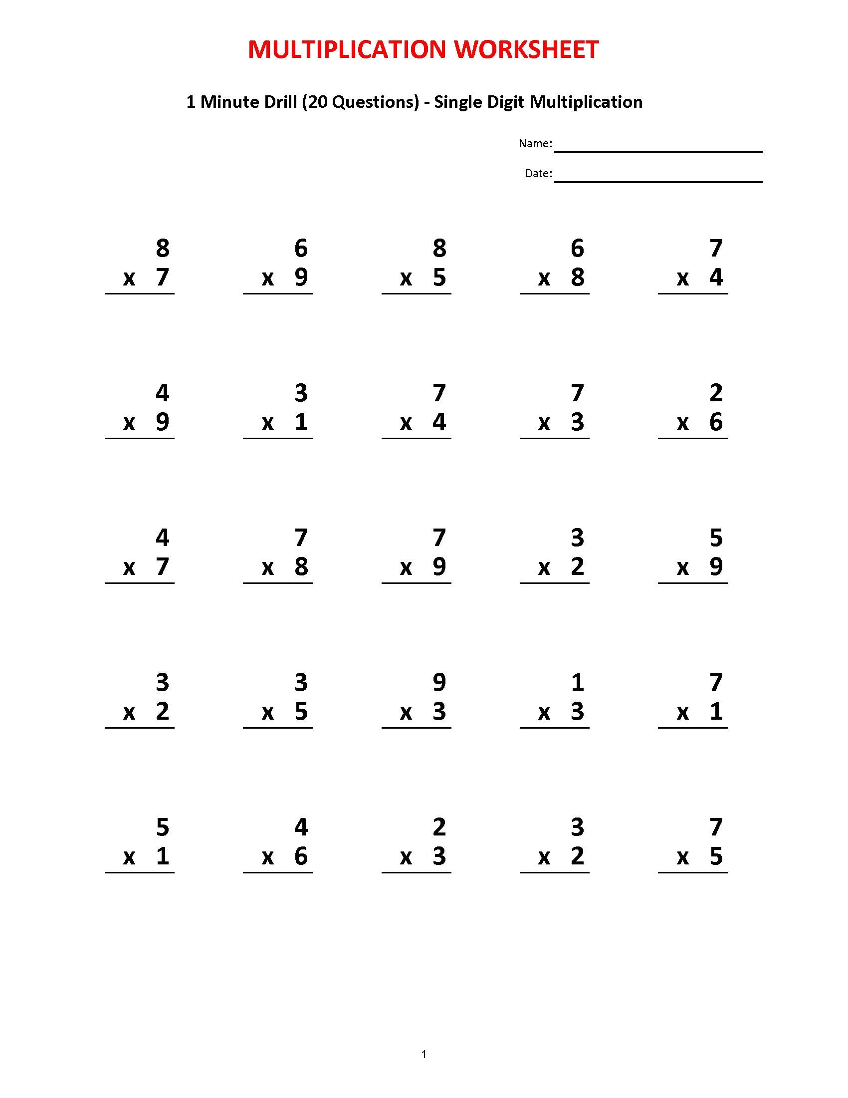 Mad Minute Multiplication Worksheets 99Worksheets Worksheets Library