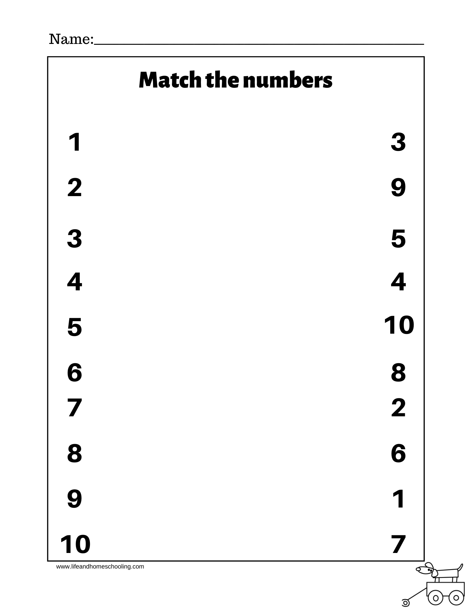 Matching Numbers Preschool Kindergarten Math