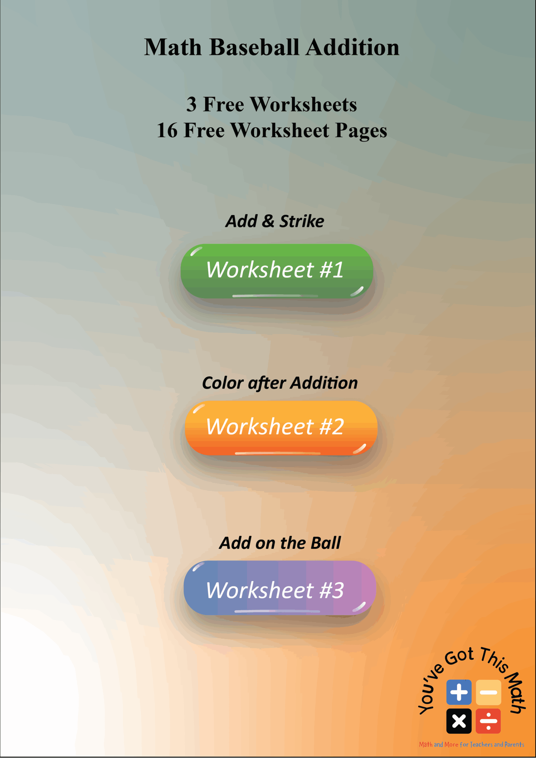 Math Baseball Addition Free Printable