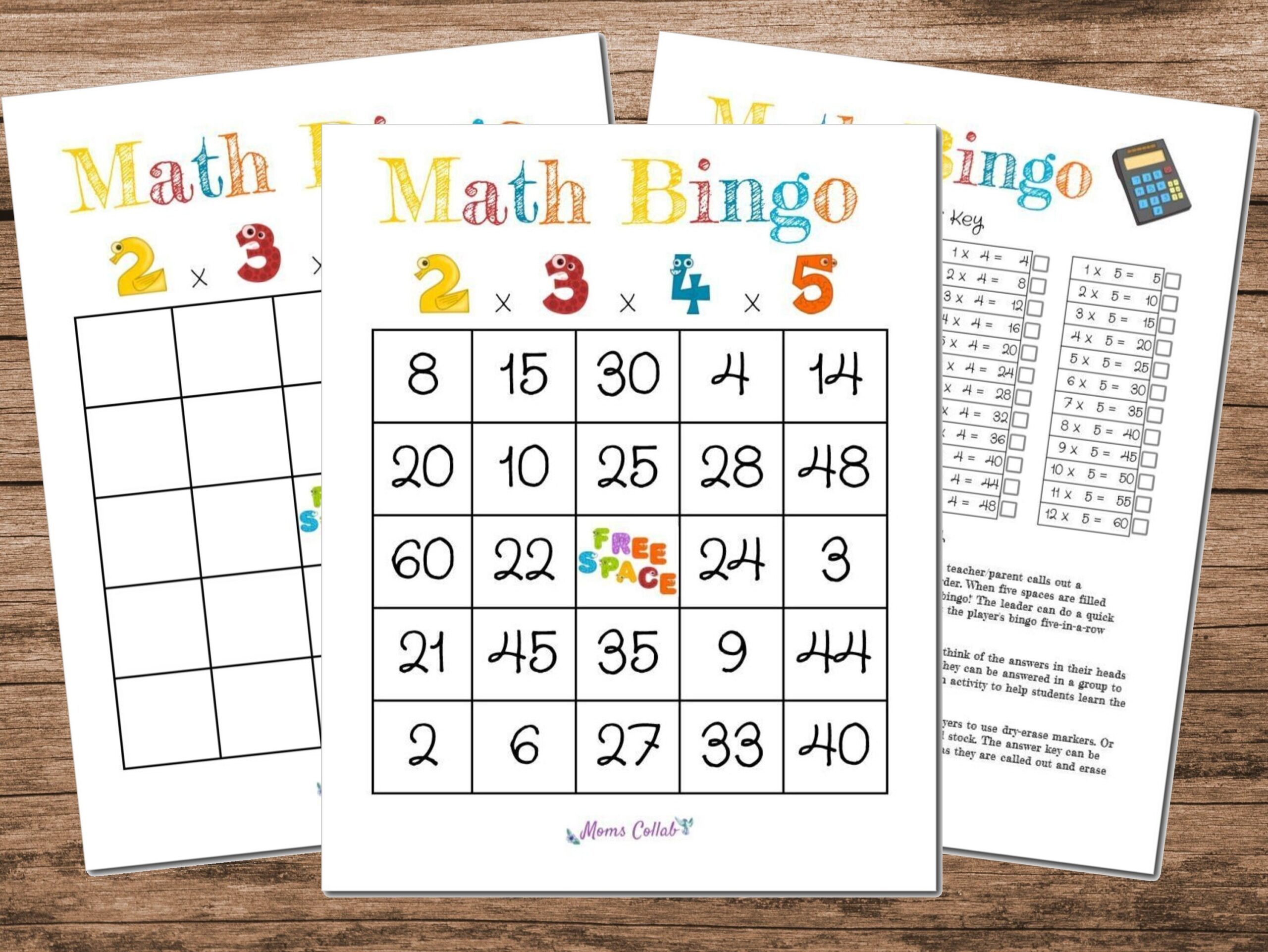 Math Bingo 2 3 4 And 5 Multiplication Learning Game Printable Math Bingo 2 3 4 And 5 Multiplication Learning Game Printable