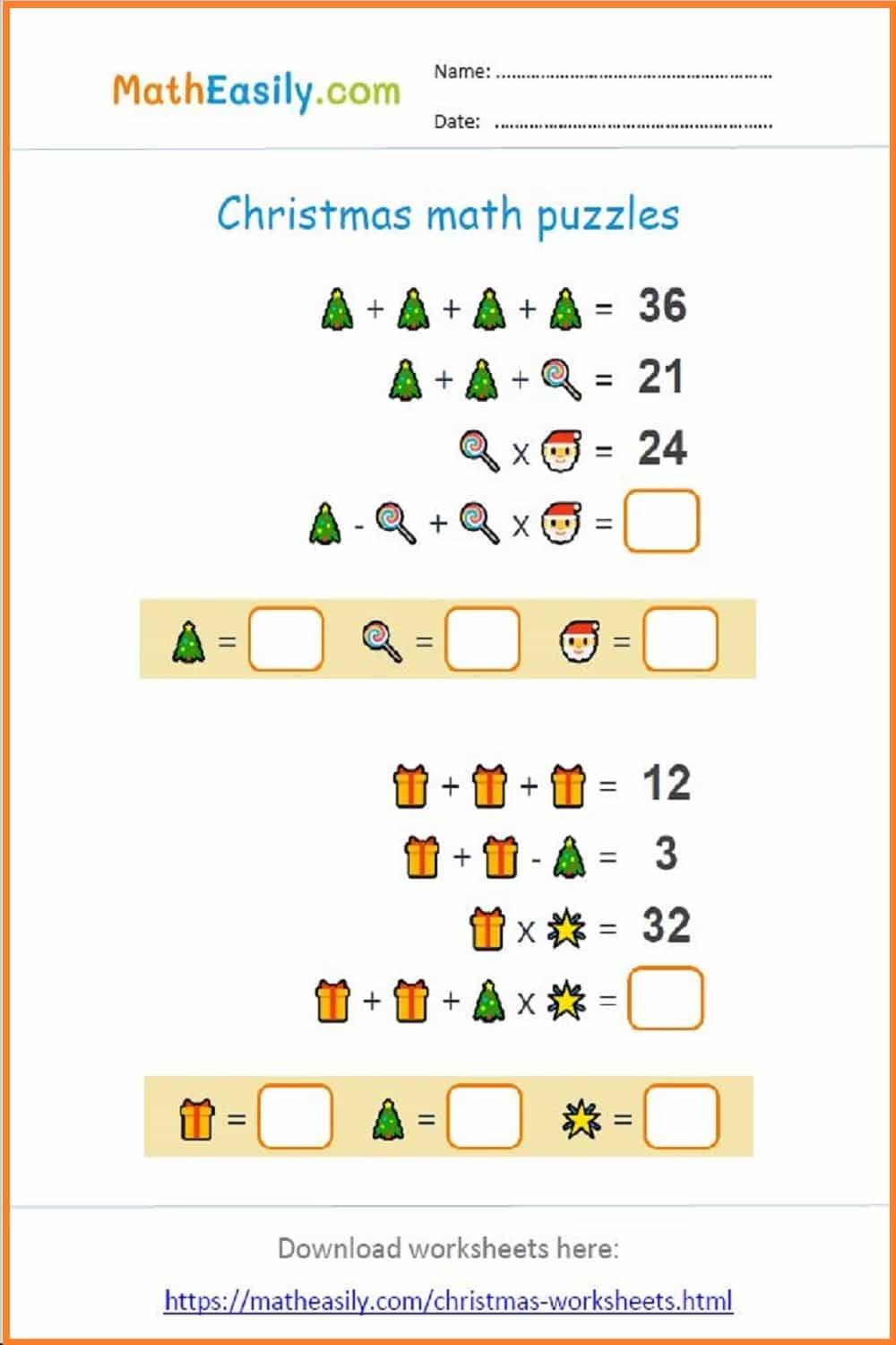 Free Printable Christmas Math Multiplication Worksheets