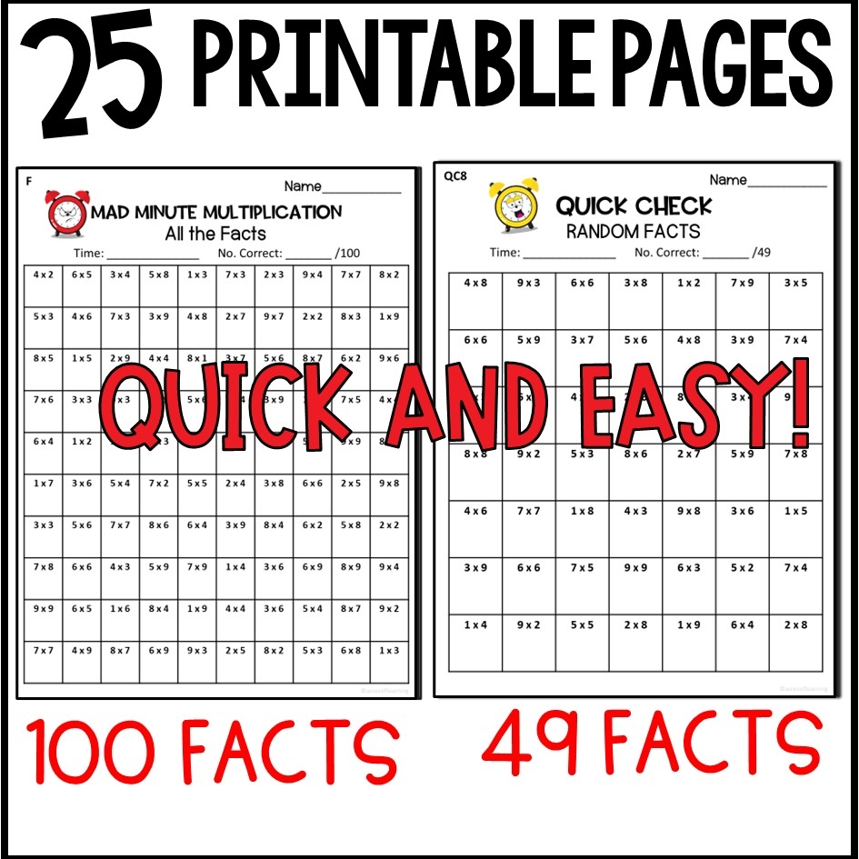 Math Facts Fluency Mad Minutes Timed Multiplication Tests Made By Teachers