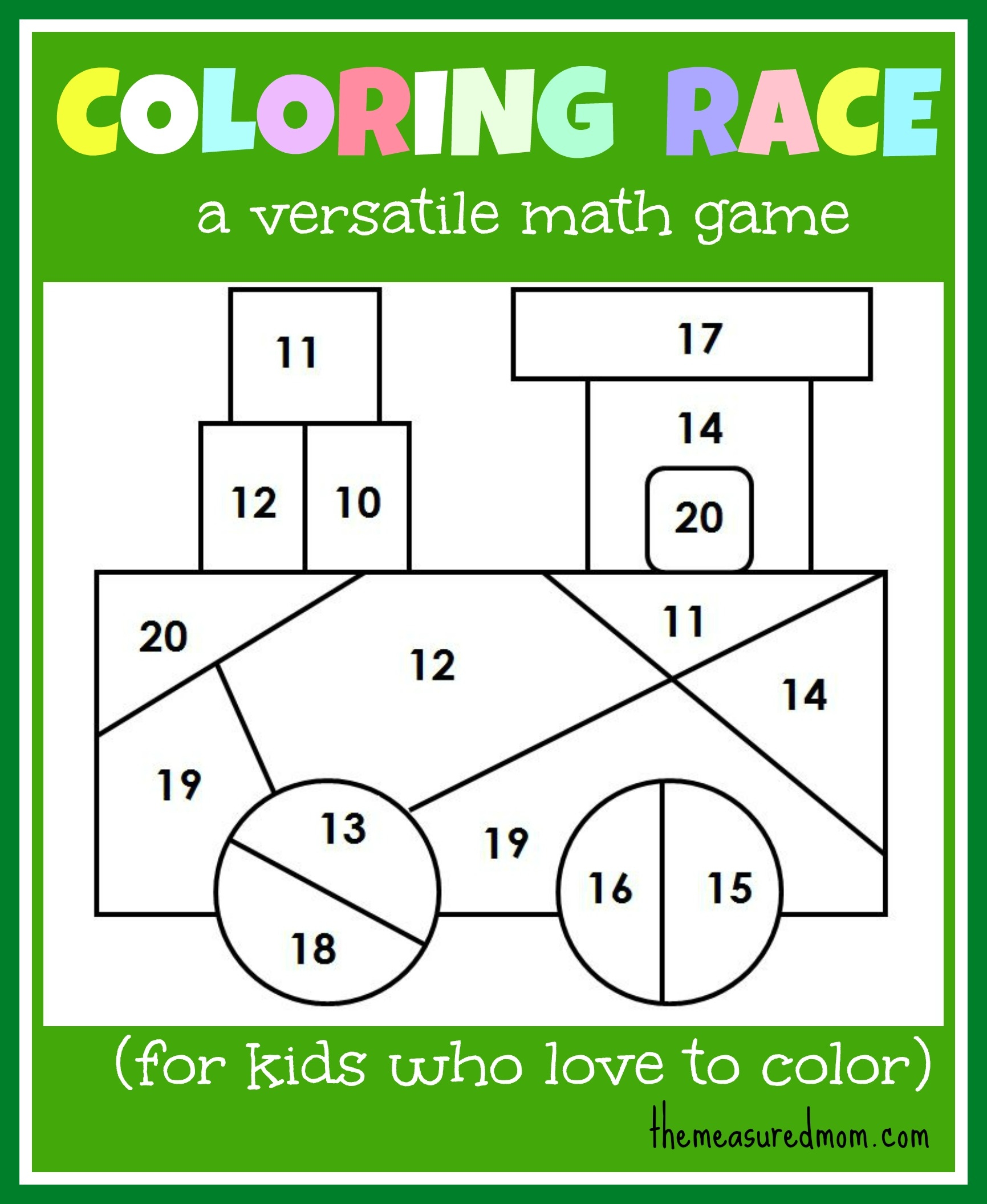 Math Game For Kids Coloring Race Combines Math And Coloring The 
